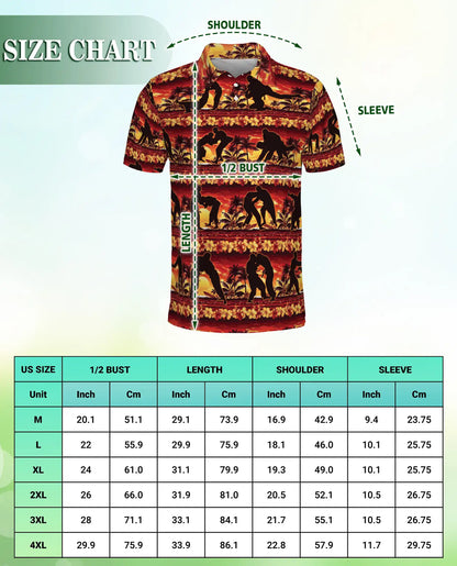 Tropical Wrestling 3D Polo Shirt for Men, Sunset Hawaiian Sports Style | Azhawaiian