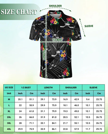 Hockey Polo Shirt, Tropical Floral Sports Print | Azhawaiian