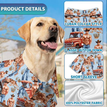 Cowboy Vintage Western Matching Dog Owner Hawaiian Shirts, Funny Pet Aloha Shirt for Beach Vacation - Azhawaiian