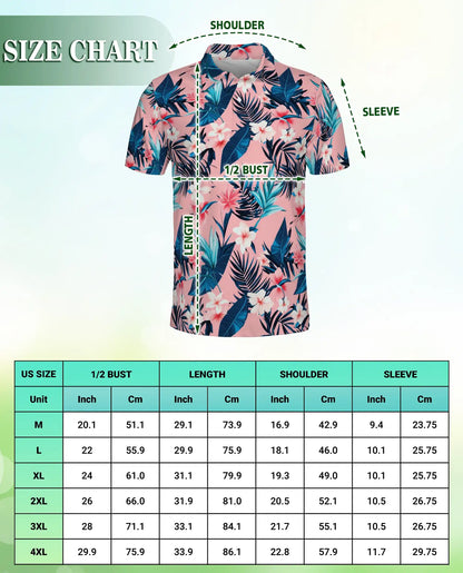Tropical Floral Polo Shirt, Pink Island Print | Azhawaiian
