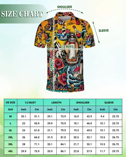 Tattoo Lighthouse Polo Shirt | Azhawaiian