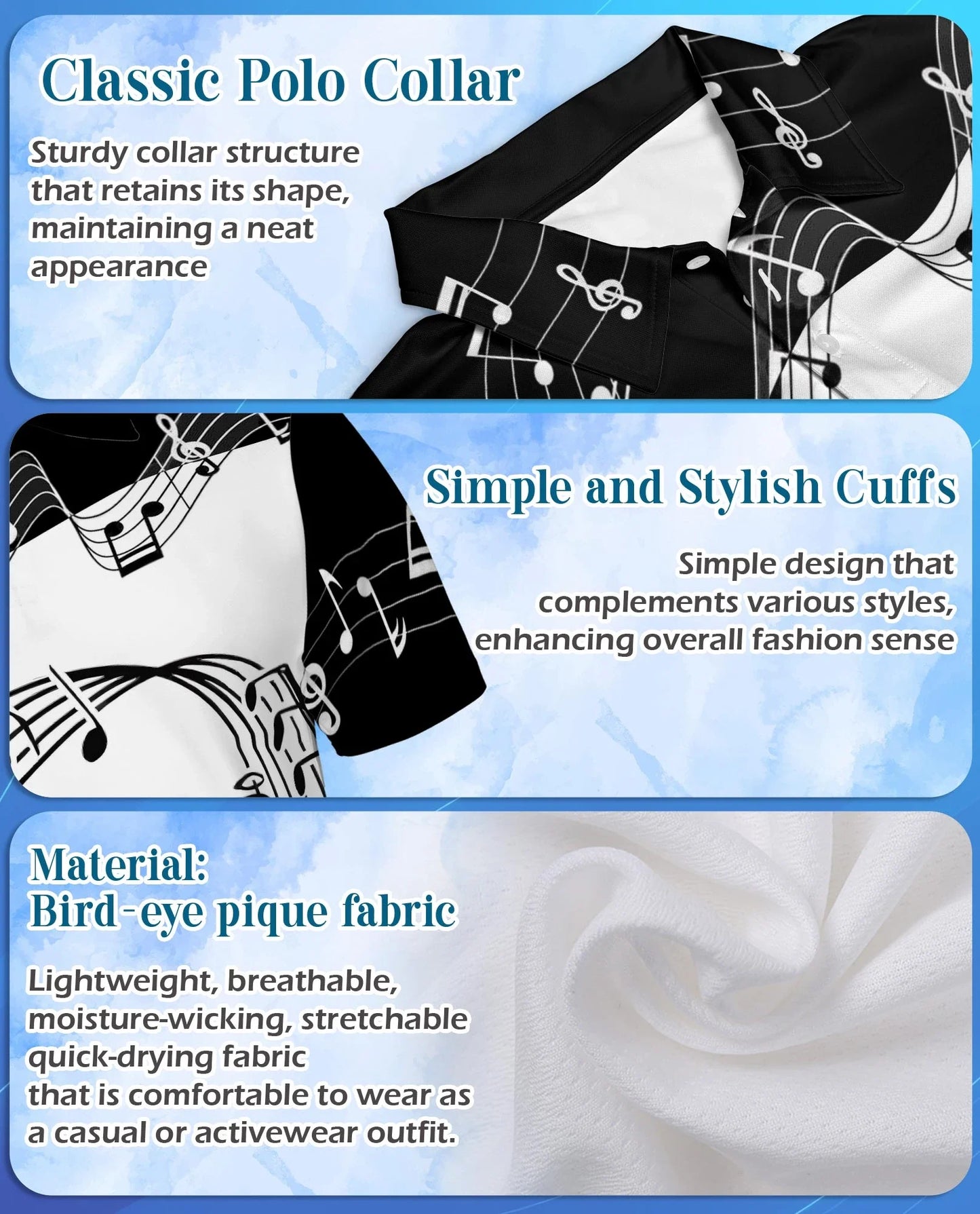 Drums Music Polo Shirt for Men, Rock Band Style Design | Azhawaiian