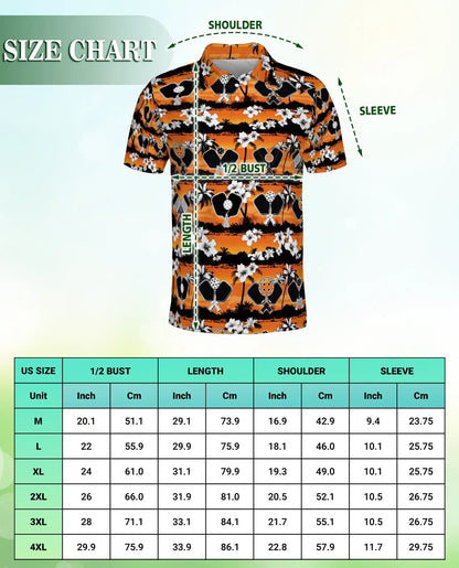 Pickleball Tropical 3D Polo Shirt for Men, Sunset Island Sports Style | Azhawaiian