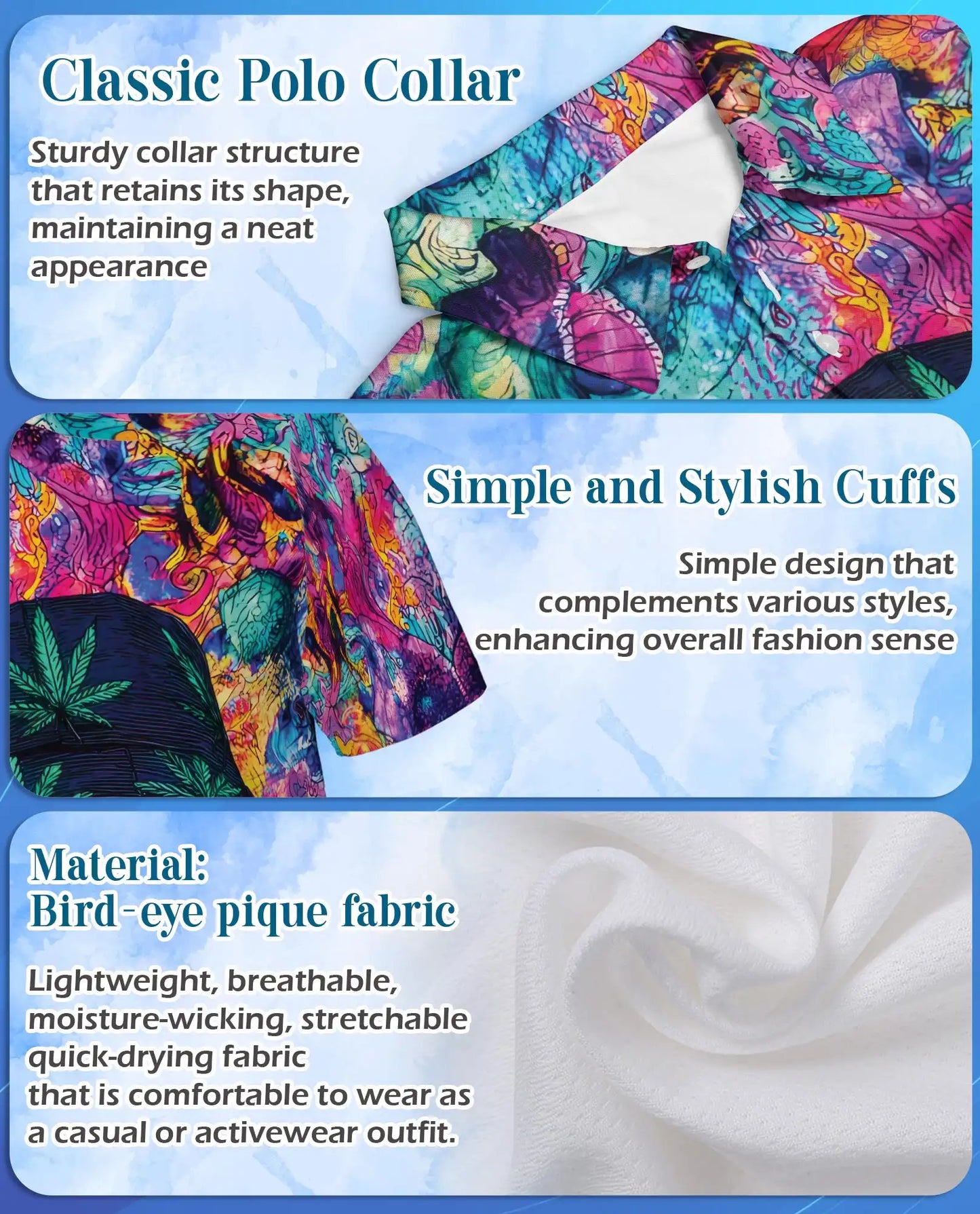 Skull Colorful Trippy Polo Shirt for Men, Vibrant Art Print | Azhawaiian