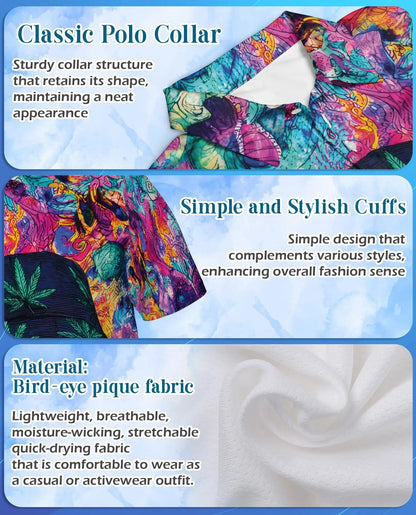 Skull Colorful Trippy Polo Shirt for Men, Vibrant Art Print | Azhawaiian