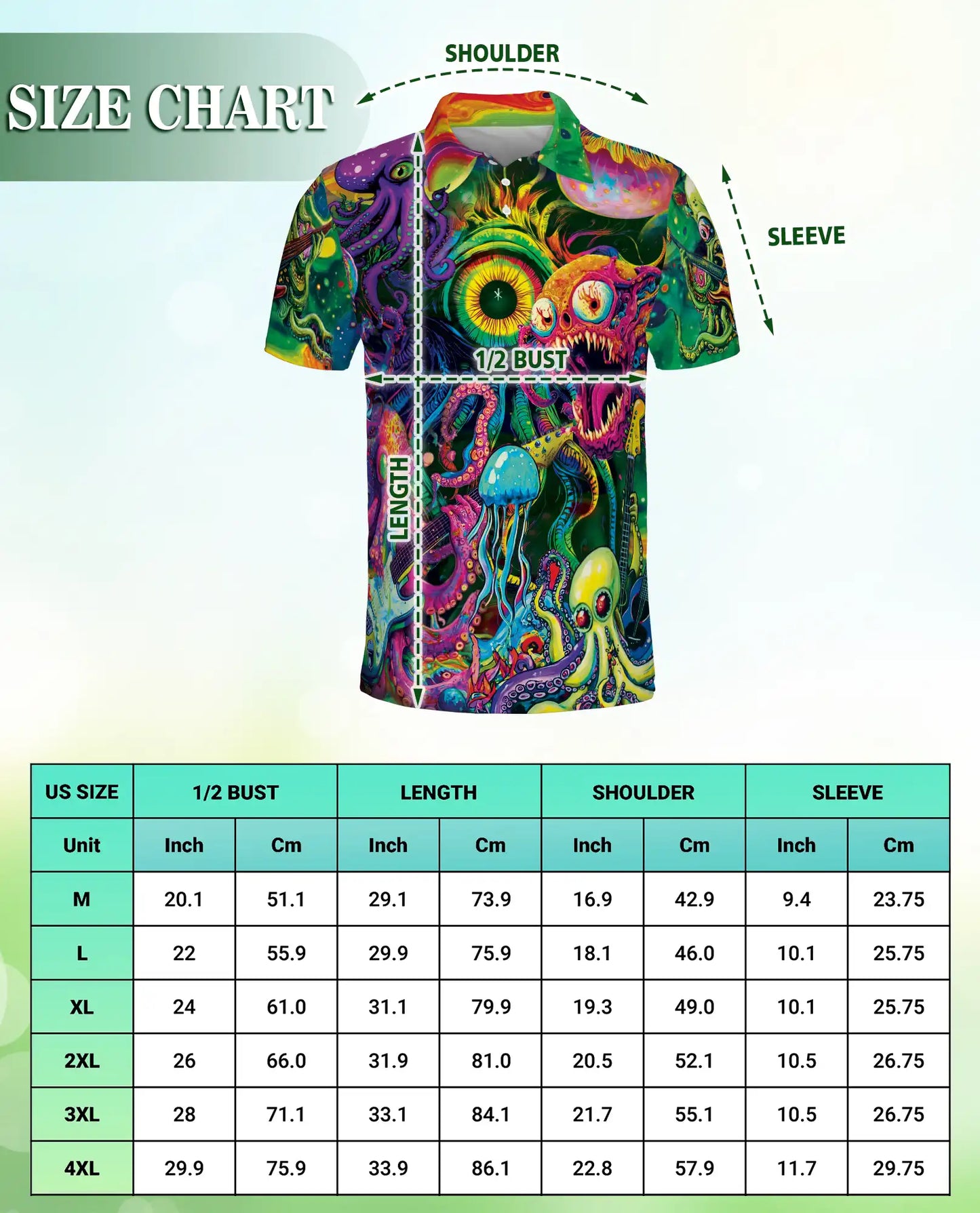 Psychedelic Sea Monster Polo Shirt | Azhawaiian