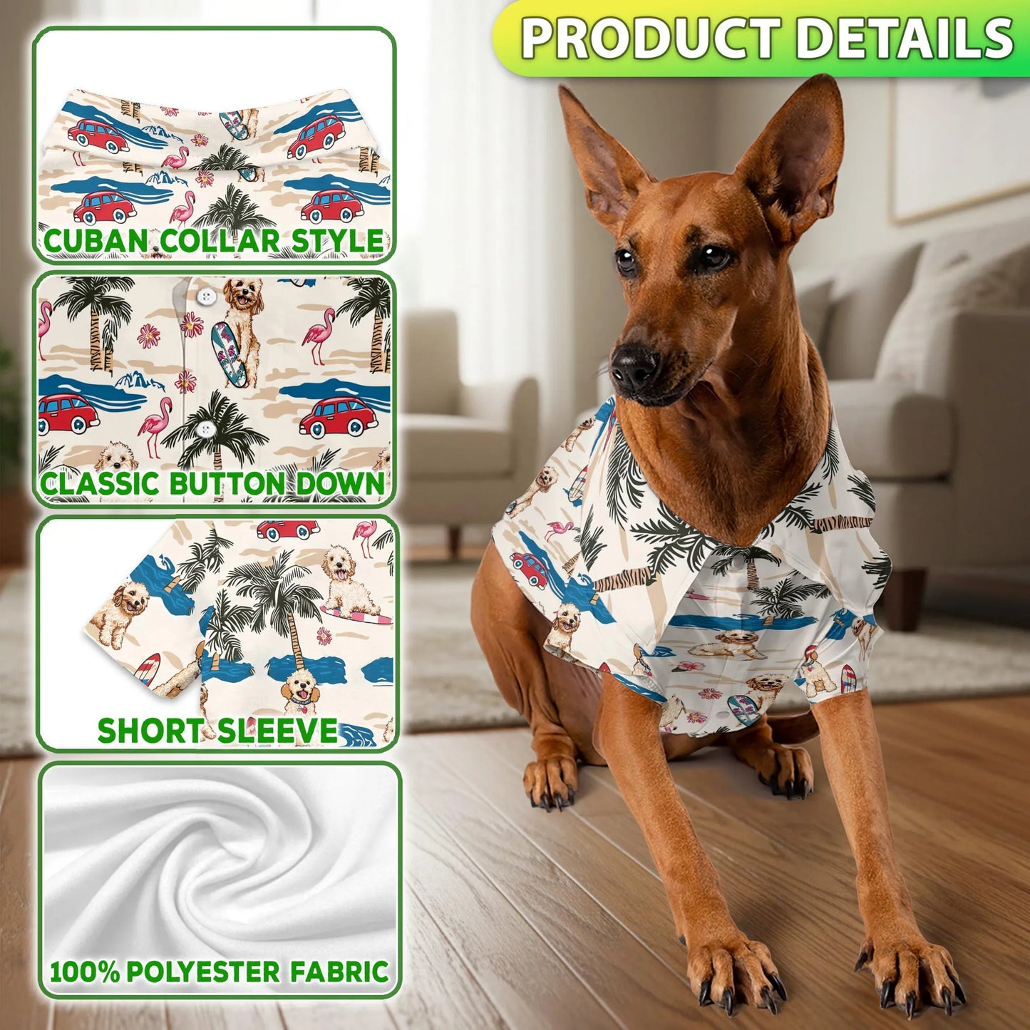 Goldendoodle Tree Beach Print Matching Dog Owner Hawaiian Shirts, Funny Pet Aloha Shirt for Beach Vacation - Azhawaiian