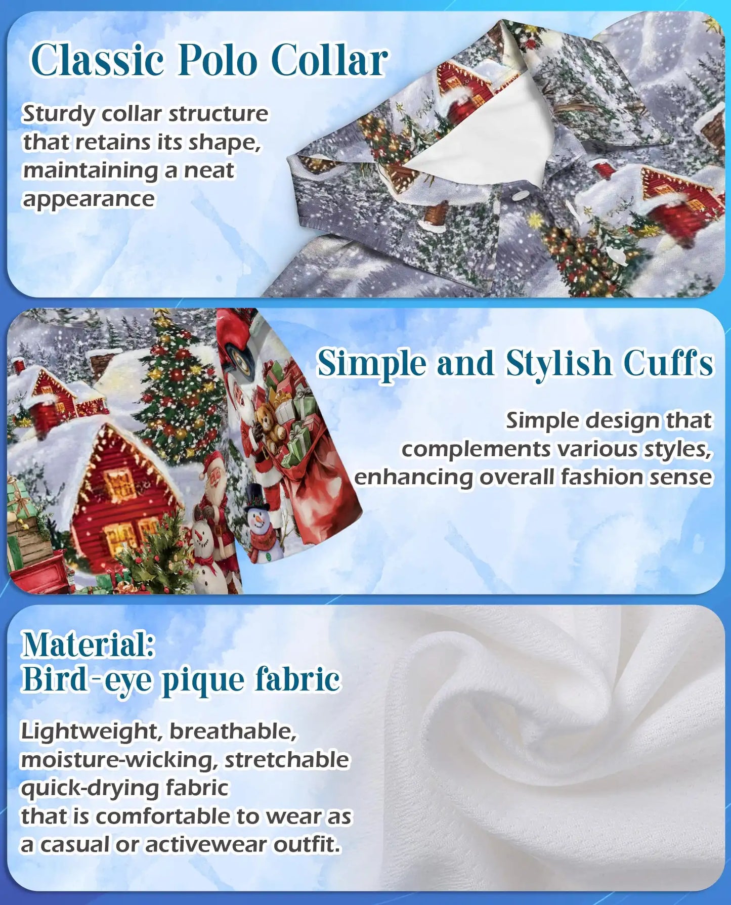 Vintage Christmas Truck 3D Polo Shirt for Men, Santa Holiday Village Style | Azhawaiian
