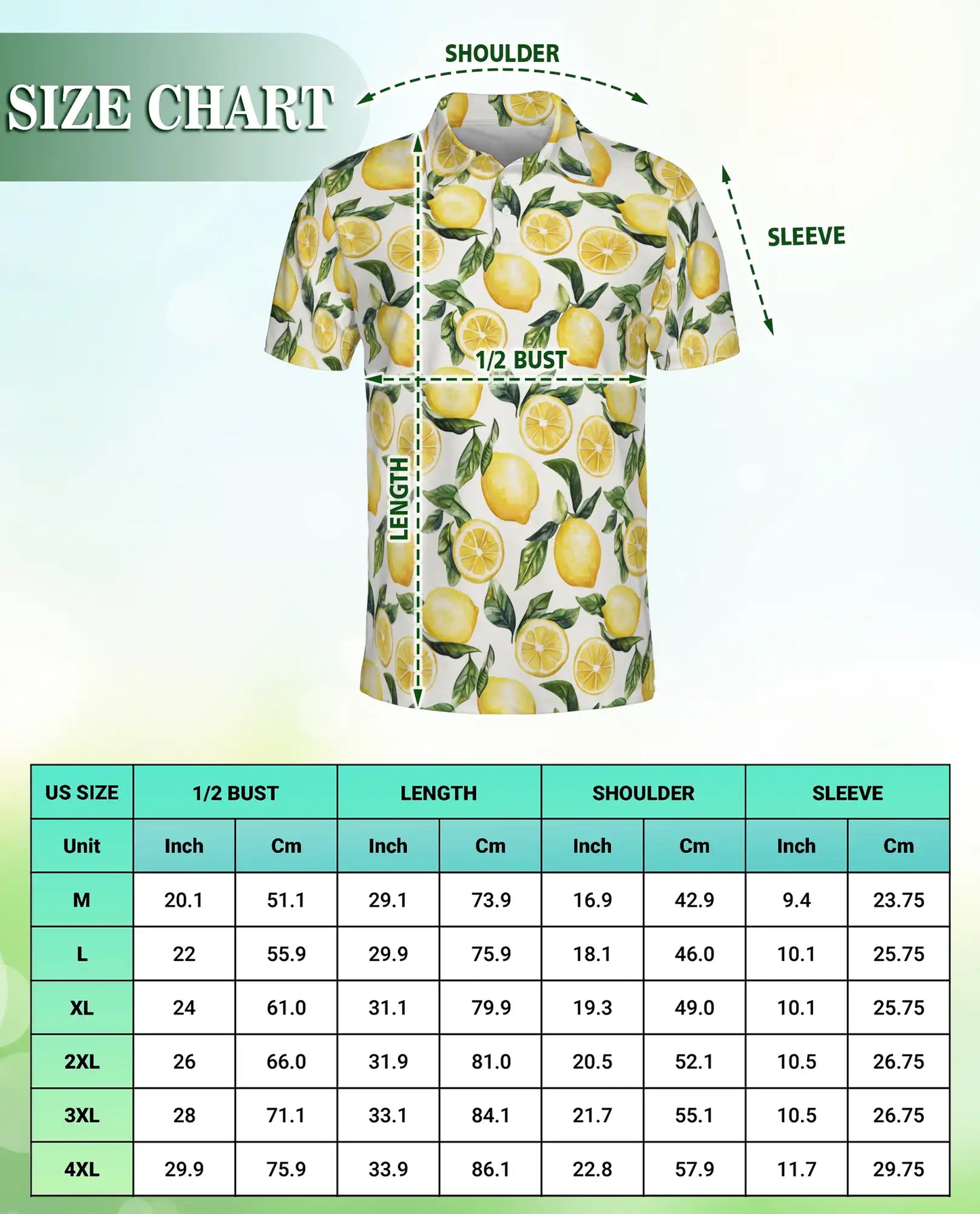 Lemon Print Polo Shirt, Fresh Citrus Pattern | Azhawaiian
