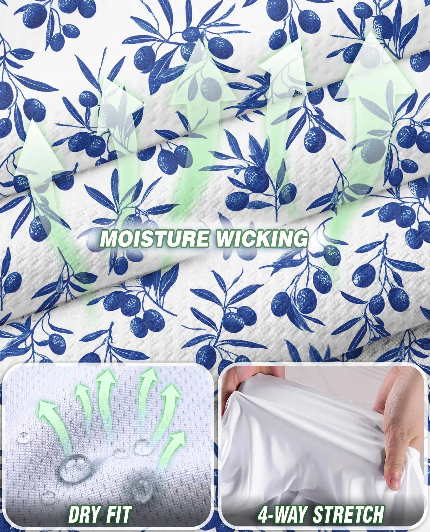 Blue Olive Branch Print Sleeveless Polo Shirt for Women | Azhawaiian