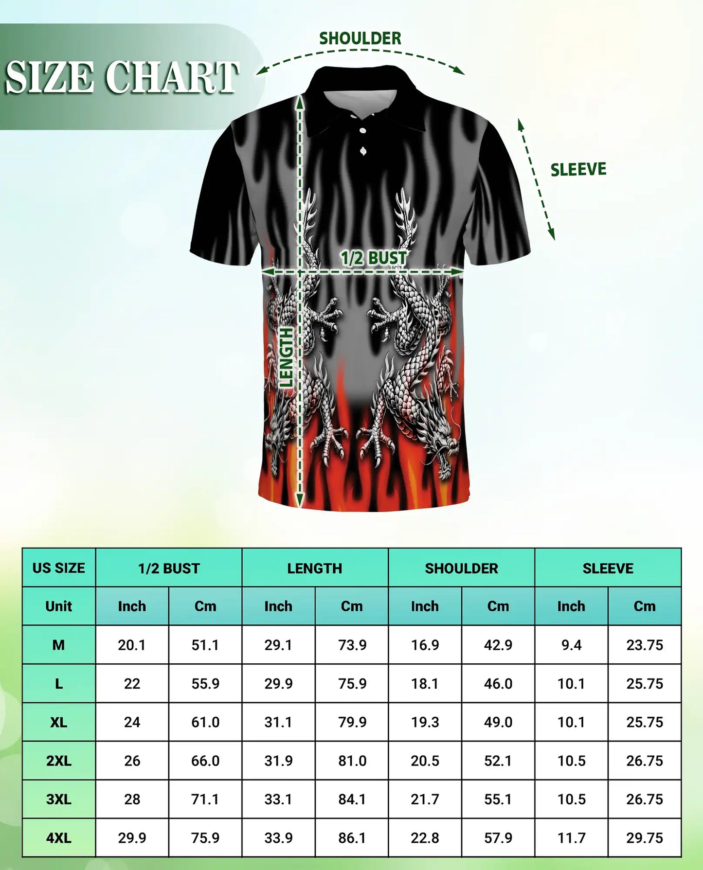 Tribal Dragon Polo Shirt, Silver Dragon Flame Artwork | Azhawaiian