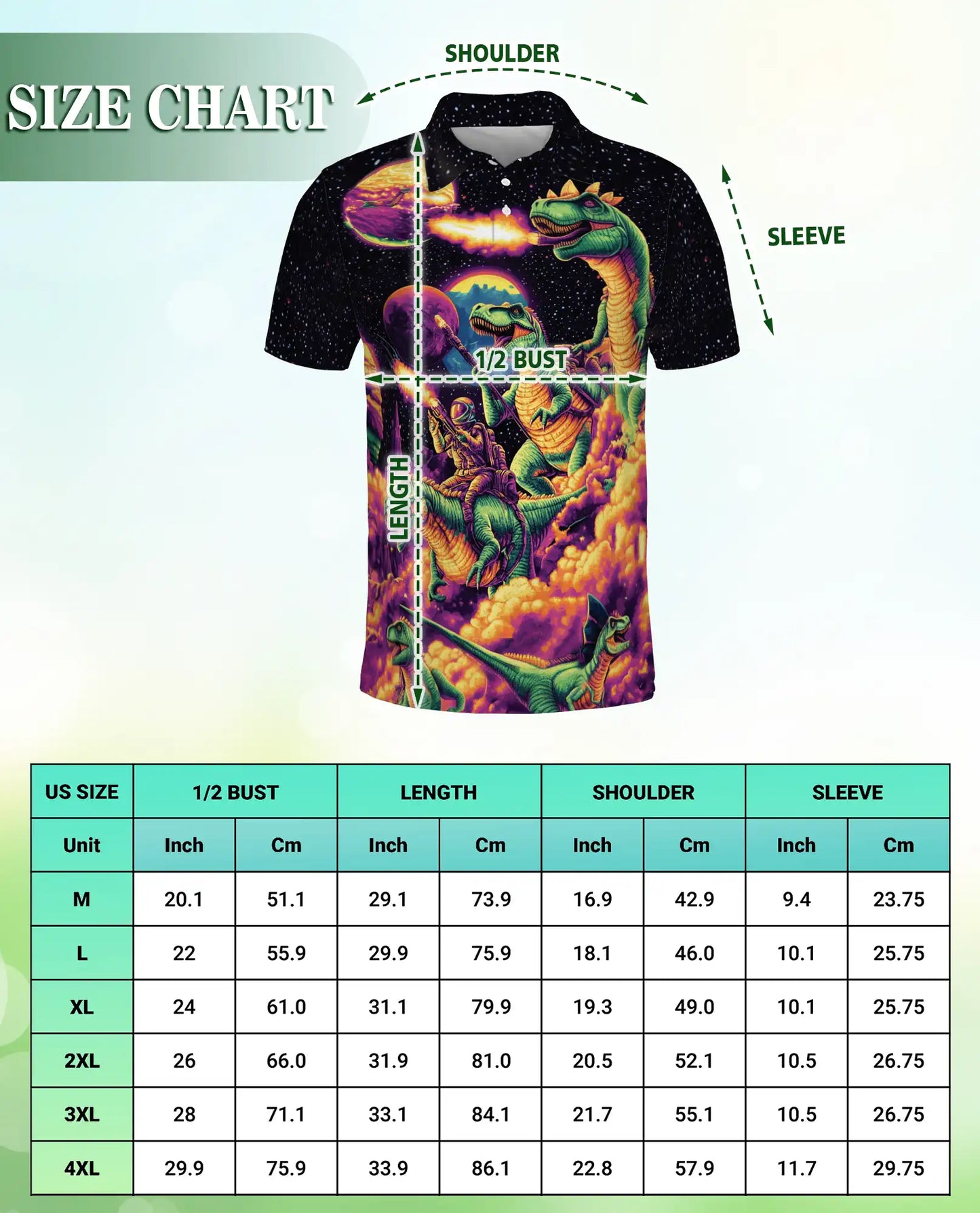 Space Dinosaur Polo Shirt, T-Rex Galaxy Print | Azhawaiian