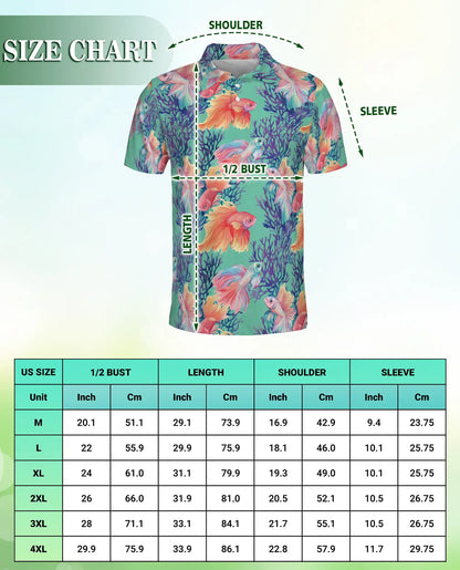 Betta Fish Polo Shirt, Tropical Ocean Print | Azhawaiian
