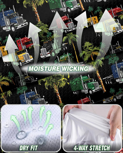 Semi Truck and Palm Tree Print Sleeveless Polo Shirt for Women | Azhawaiian