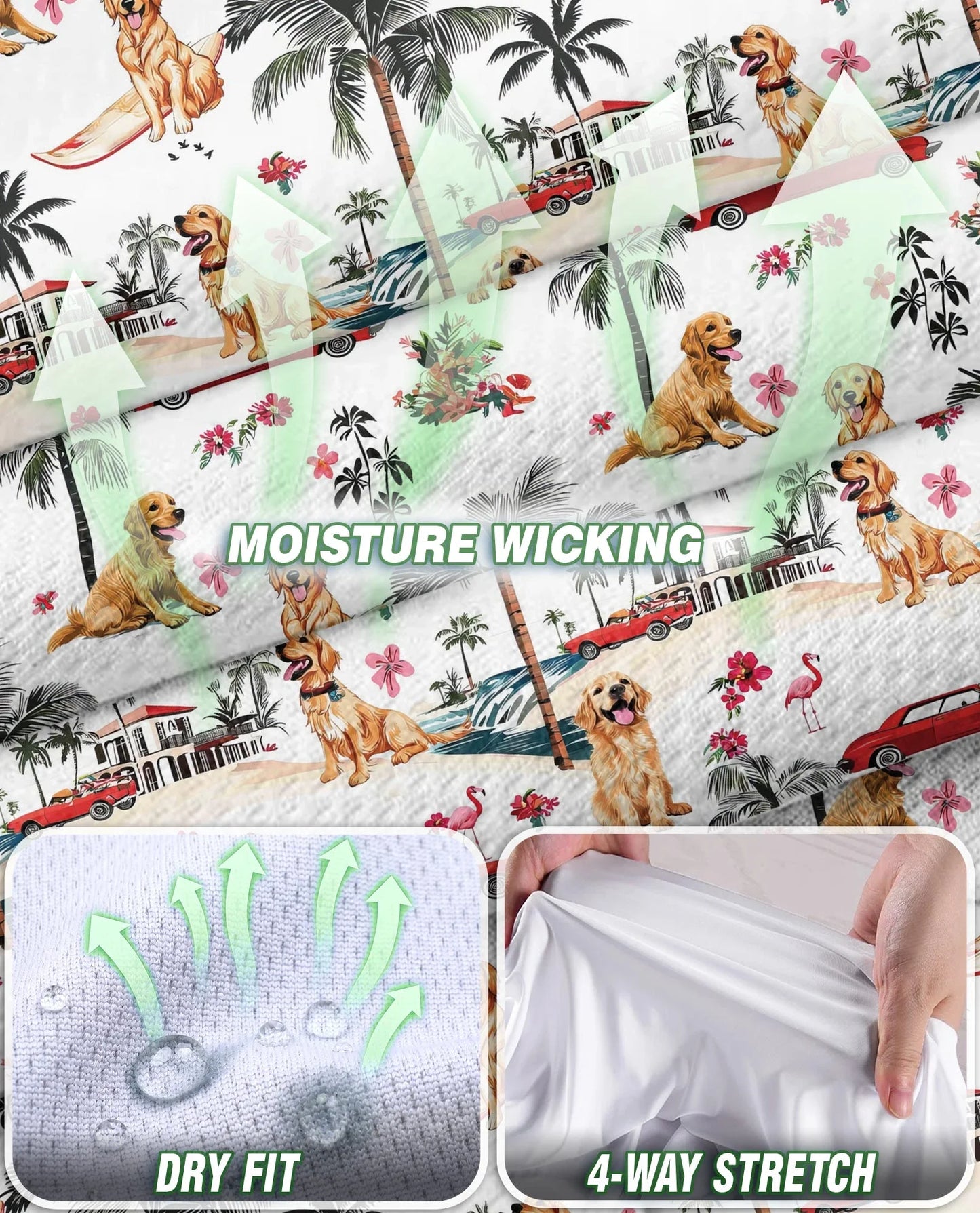 Tropical Dog and Flamingo Pattern Sleeveless Polo Shirt for Women | Azhawaiian