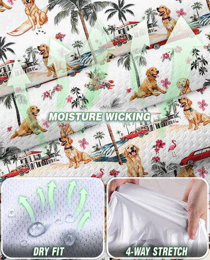 Tropical Dog and Flamingo Pattern Sleeveless Polo Shirt for Women | Azhawaiian