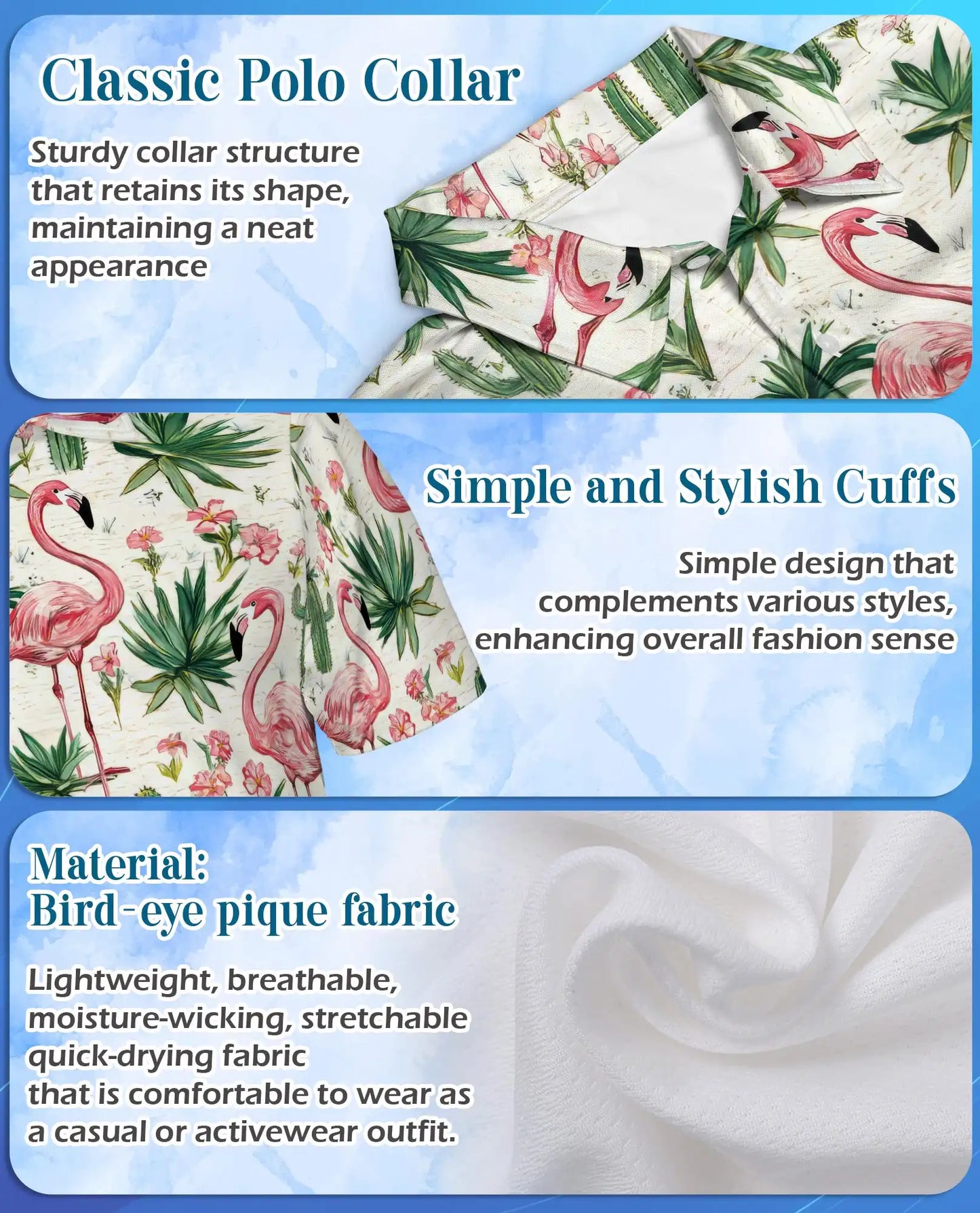 Pink Flamingo Cactus Polo Shirt - Tropical Desert Garden Style | Azhawaiian