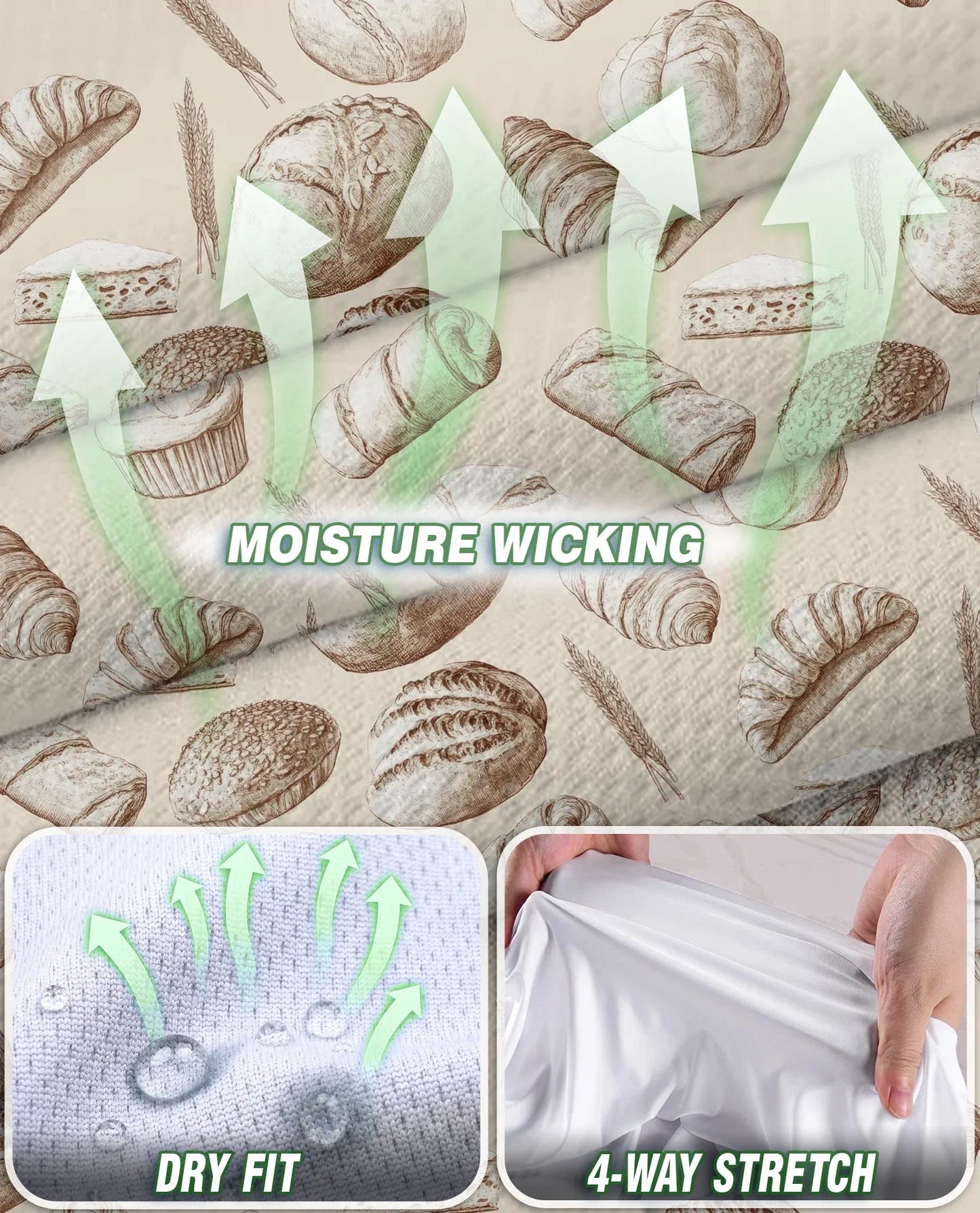Bread Pattern Sleeveless Polo Shirt for Women, Cute Food Lover Style | Azhawaiian