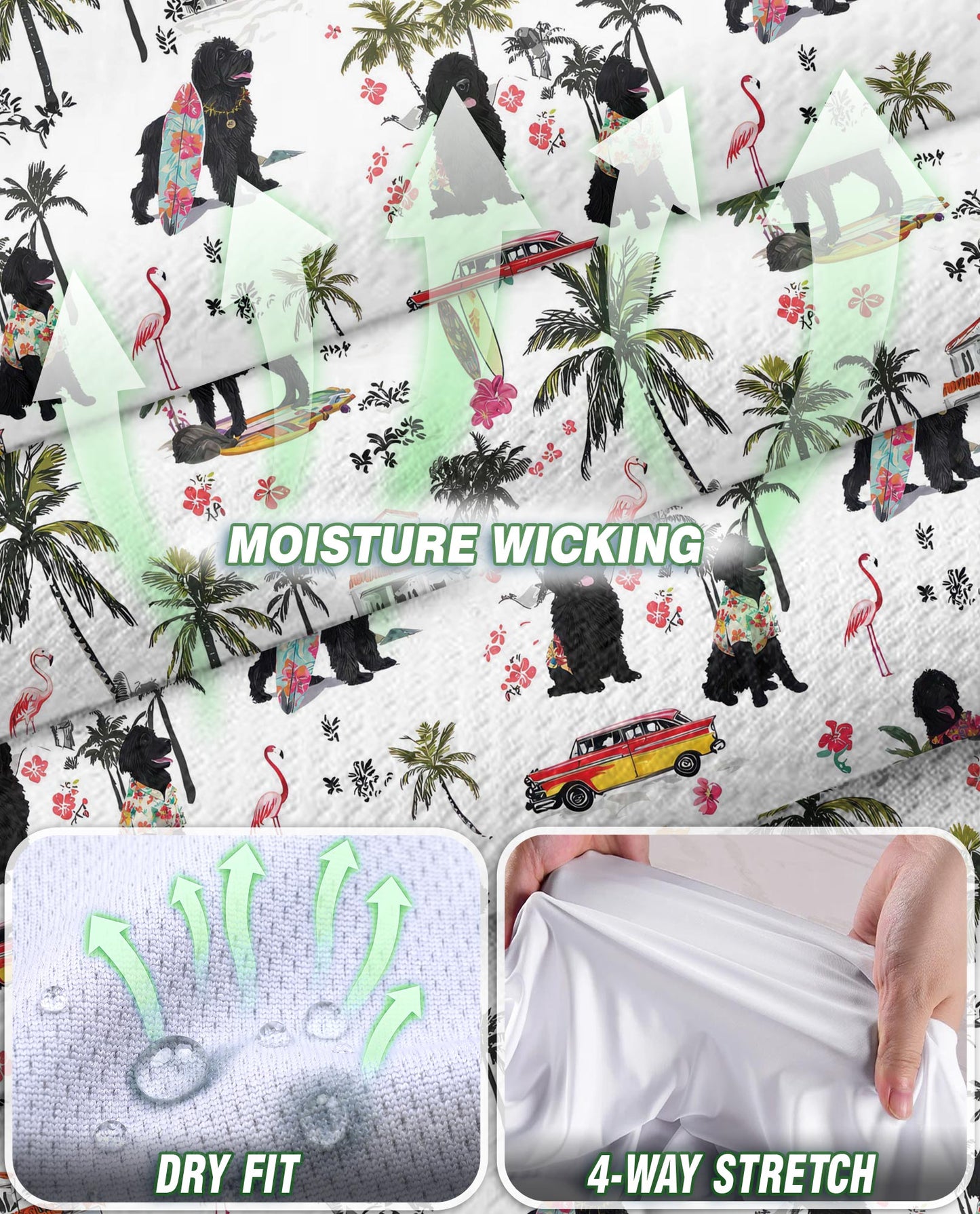 Tropical Portuguese Water Dog Sleeveless Polo Shirt for Women, Dog Lover Style | Azhawaiian