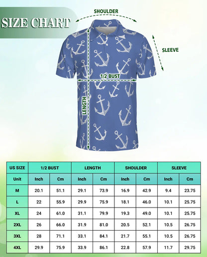 Nautical Anchor Polo Shirt, Coastal Ocean Print | Azhawaiian
