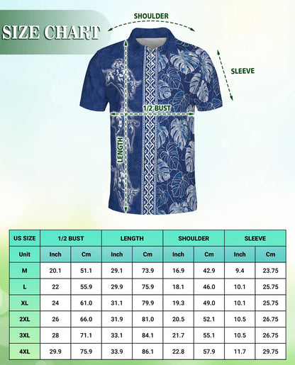 Blue Rodeo Cowboy Hawaiian Polo Shirt | Western Bull Rider Shirt | Azhawaiian