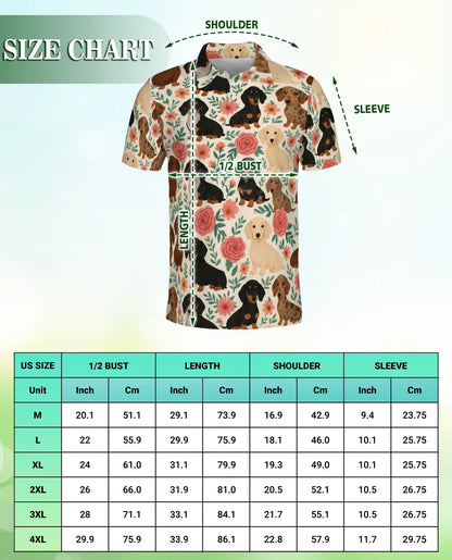 Dachshund Dog Pattern Polo Shirt for Men, Cute Pet Tropical Style | Azhawaiian