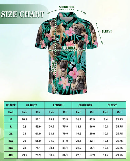 Pug Tropical Floral Polo Shirt | Azhawaiian