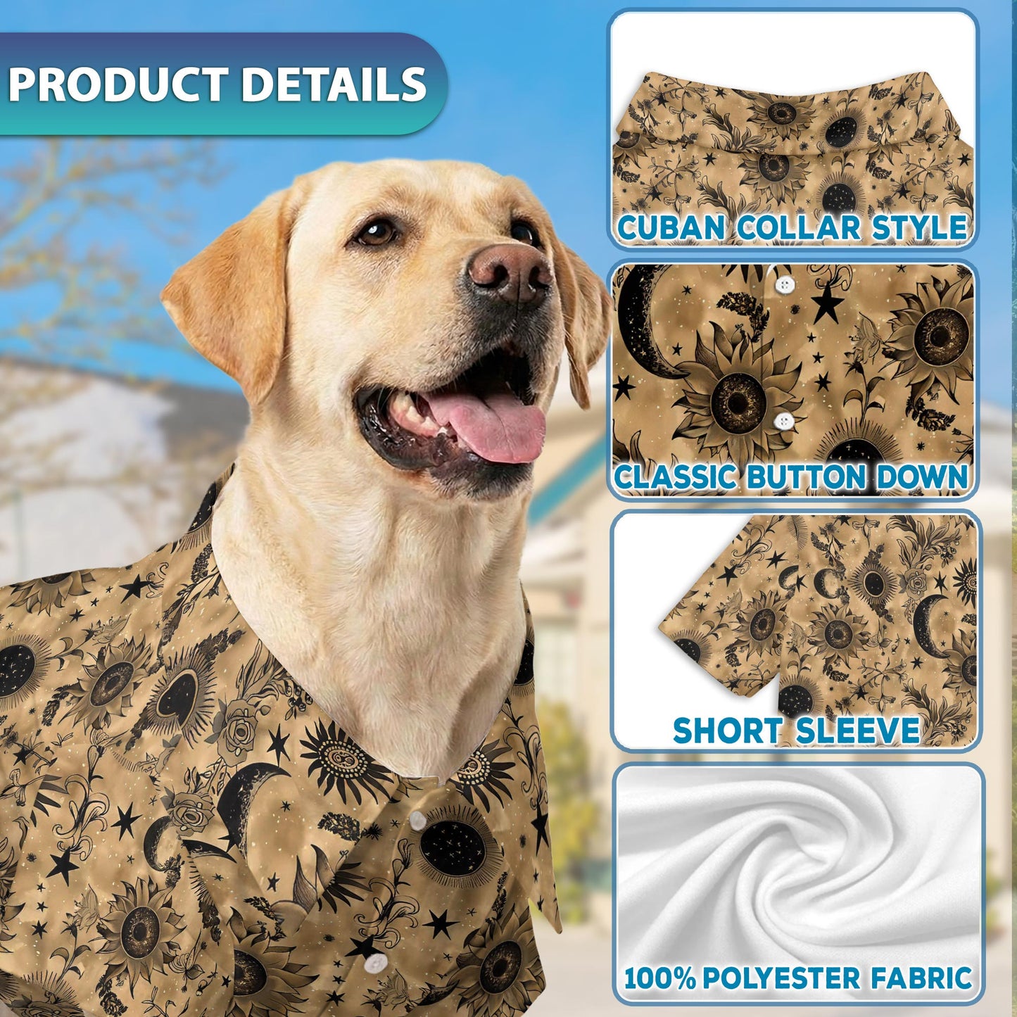 Mystic Moon and Sun Matching Dog Owner Hawaiian Shirts, Funny Pet Aloha Shirt for Beach Vacation - Azhawaiian