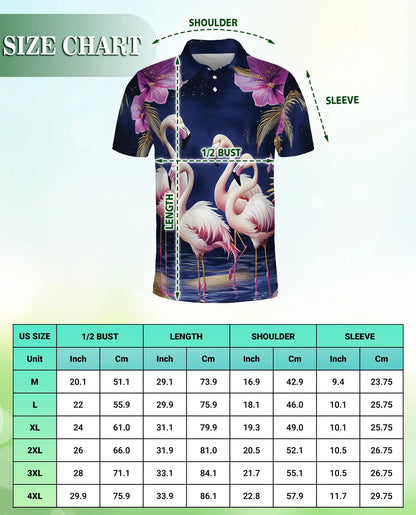 Flamingo Polo Shirt, Tropical Floral Print | Azhawaiian