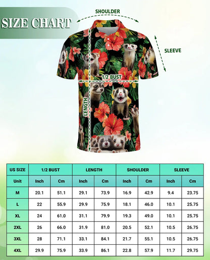 Ferret Hawaiian Polo Shirt, Tropical Floral Style | Azhawaiian