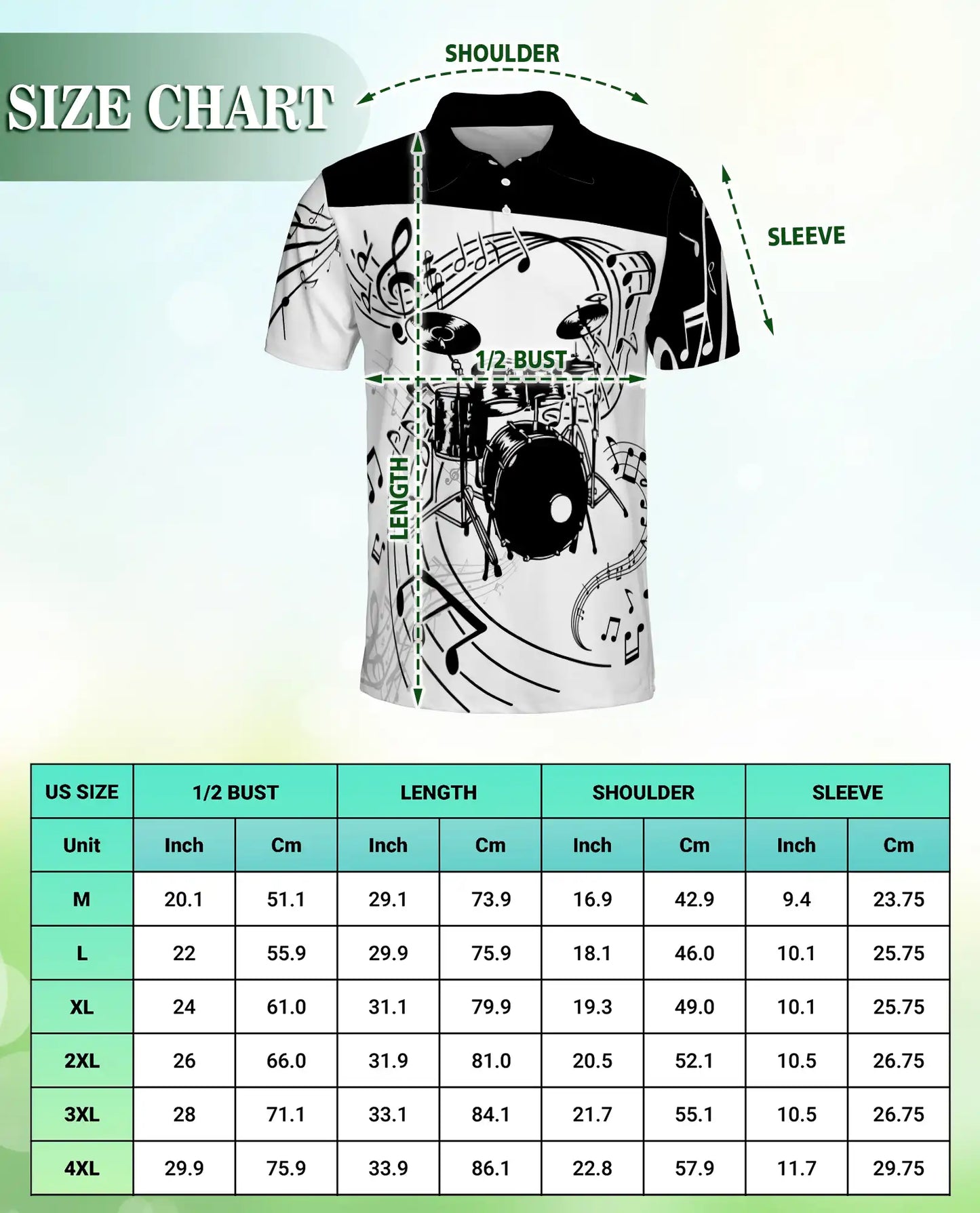 Drum Music 3D Polo Shirt for Men, Black White Band Art Style | Azhawaiian