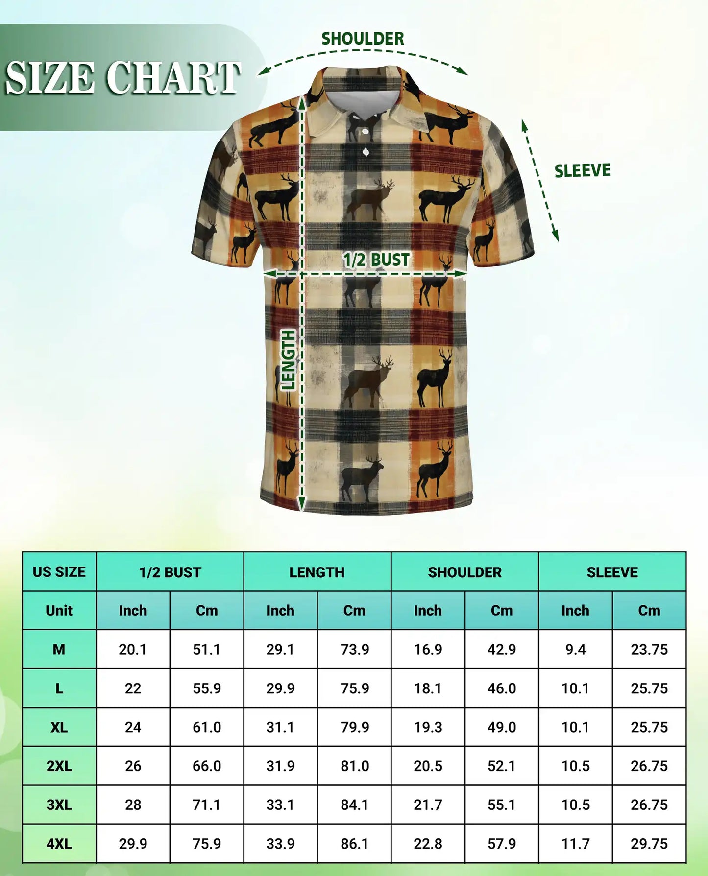Deer Plaid 3D Polo Shirt for Men, Rustic Hunting Outdoor Style | Azhawaiian