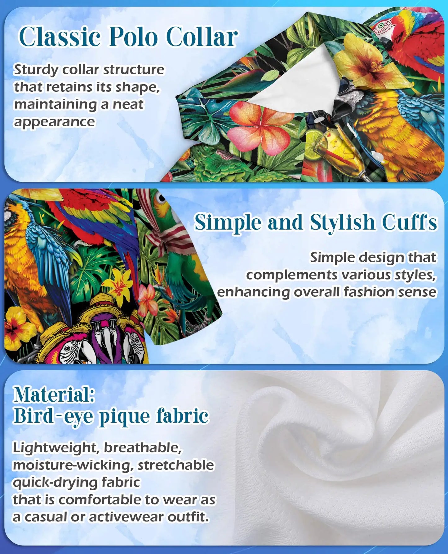 Tropical Parrot Polo Shirt, Colorful Island Style | Azhawaiian