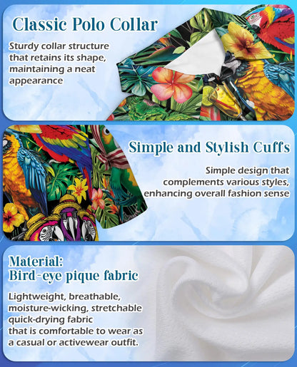 Tropical Parrot Polo Shirt, Colorful Island Style | Azhawaiian