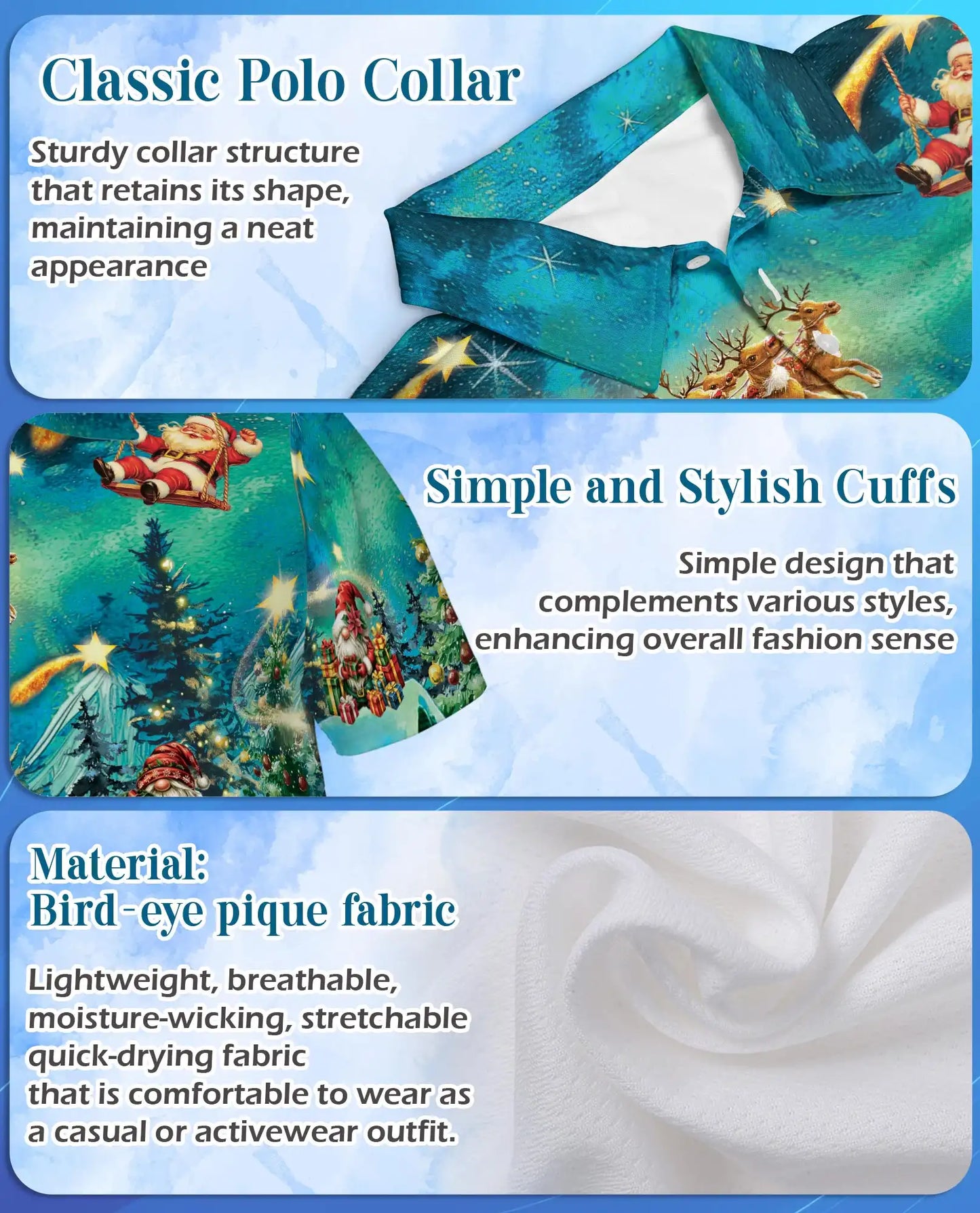 Christmas Holiday Polo Shirt for Men, The Magical Night Design | Azhawaiian