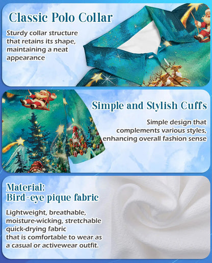 Christmas Holiday Polo Shirt for Men, The Magical Night Design | Azhawaiian