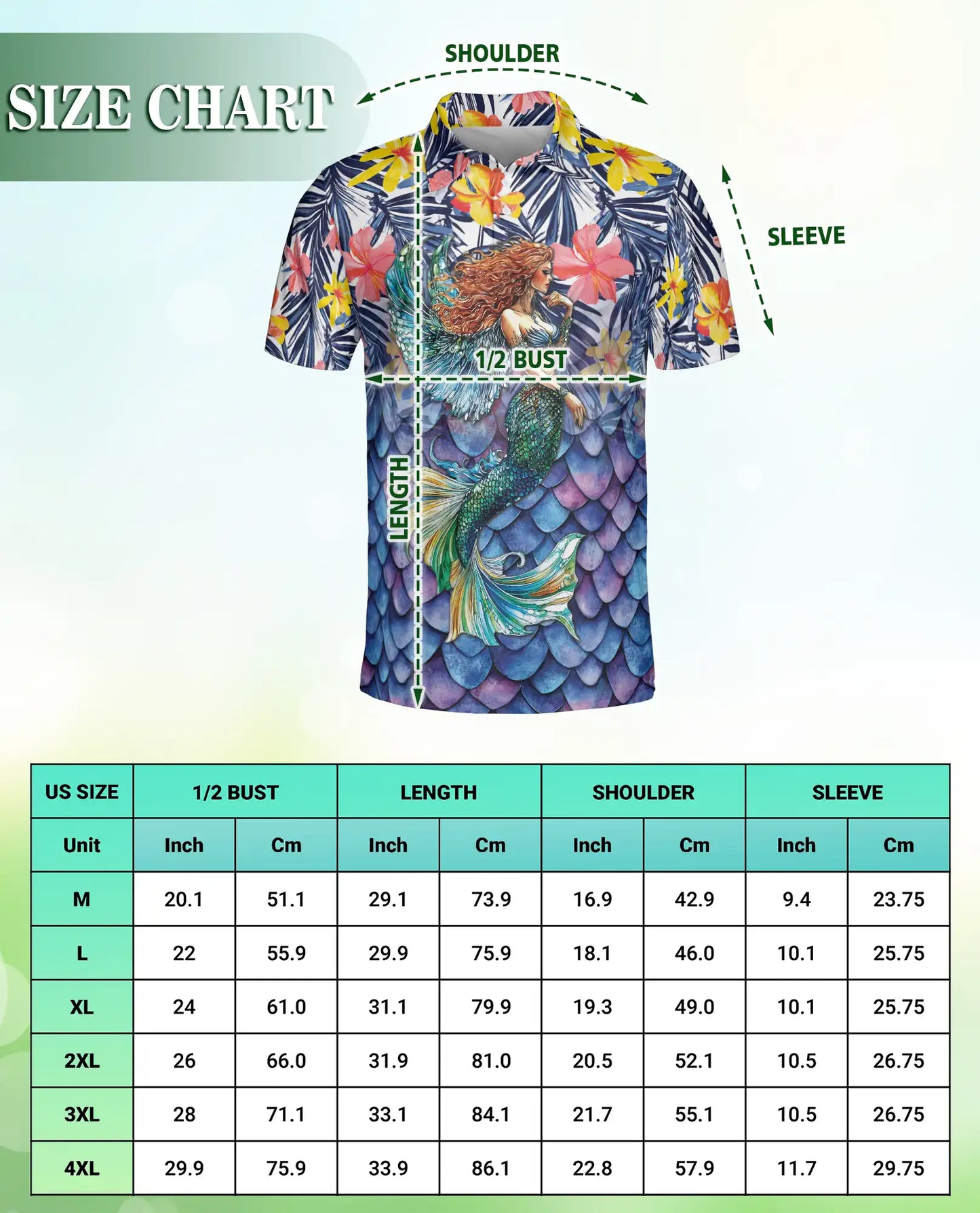 Mermaid Hawaiian Polo Shirt, Tropical Ocean Style | Azhawaiian