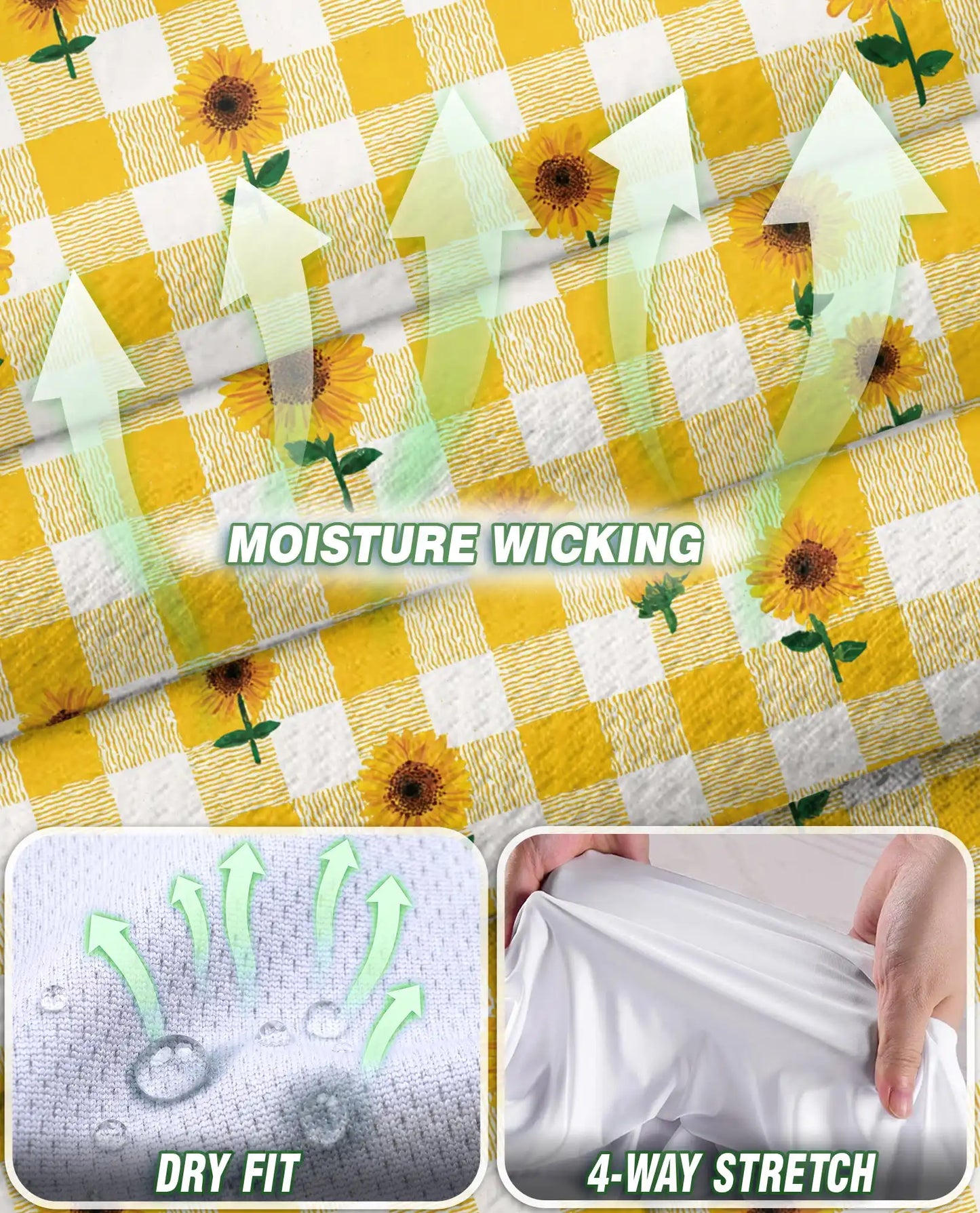 Yellow Gingham Sunflower Sleeveless Polo Shirt for Women | Azhawaiian
