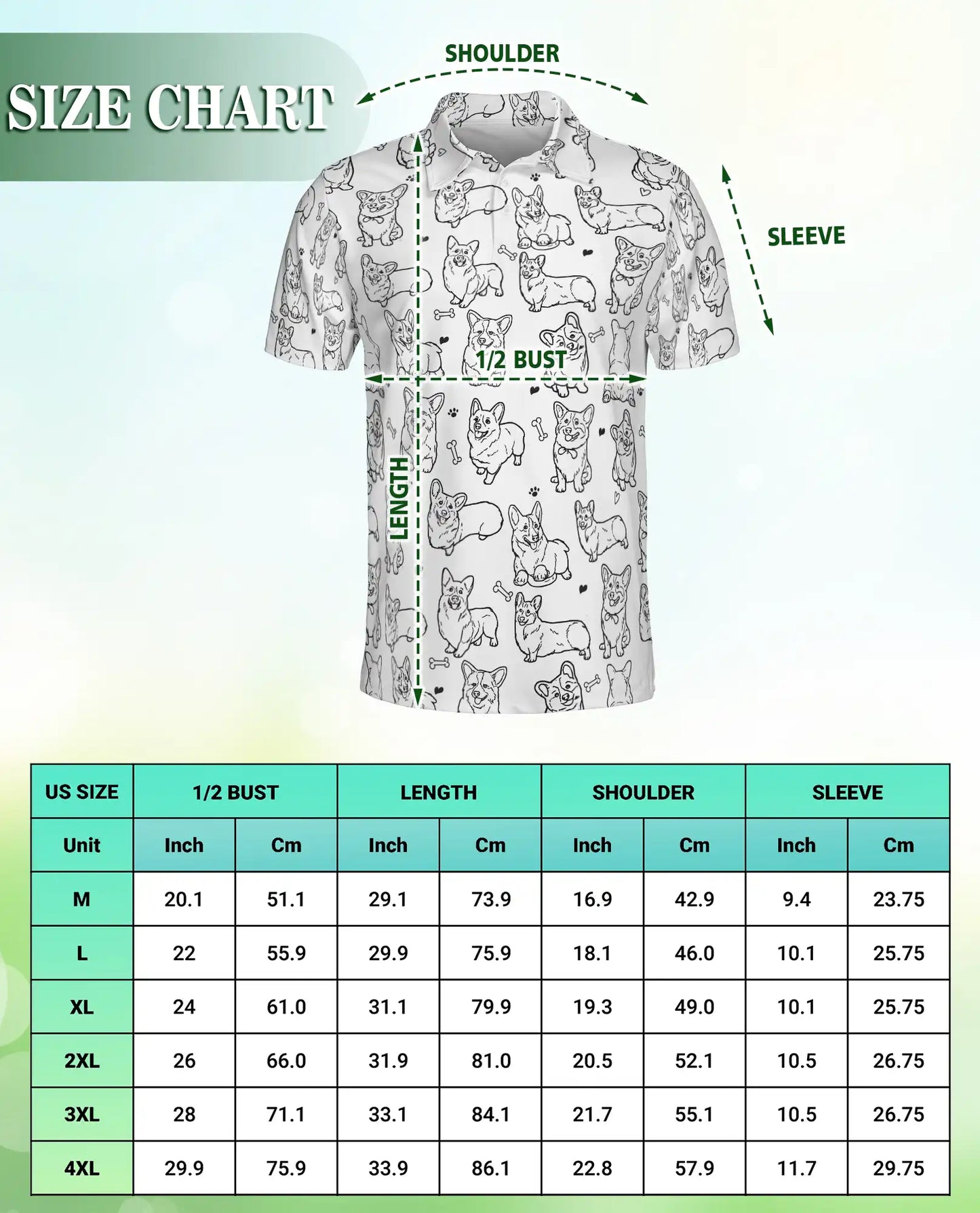 Cute Corgi Sketch 3D Polo Shirt for Men, Minimal Dog Lover Style | Azhawaiian