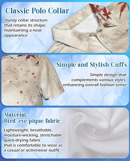 Japanese Ink Landscape Polo Shirt - Zen Asian Art Style | Azhawaiian