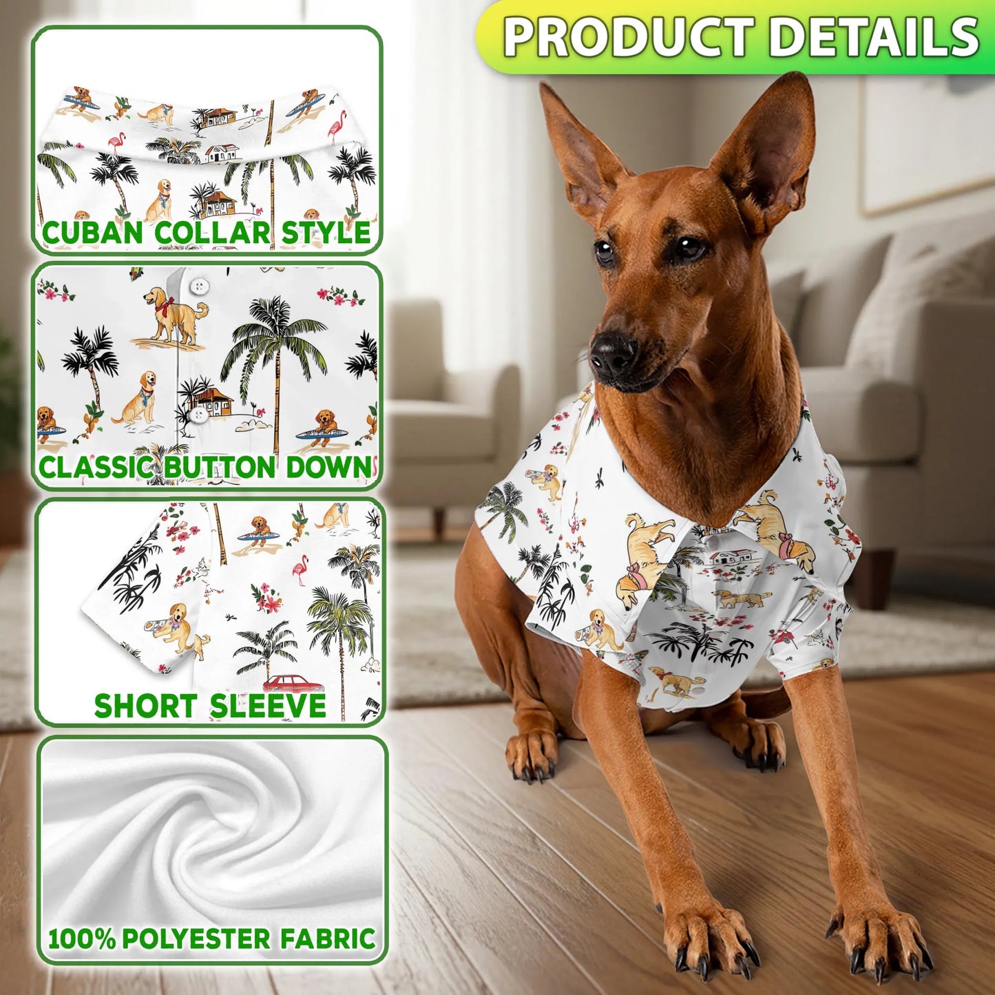 Cute Golden Retriever Beach Print Matching Dog Owner Hawaiian Shirts, Funny Pet Aloha Shirt for Beach Vacation - Azhawaiian