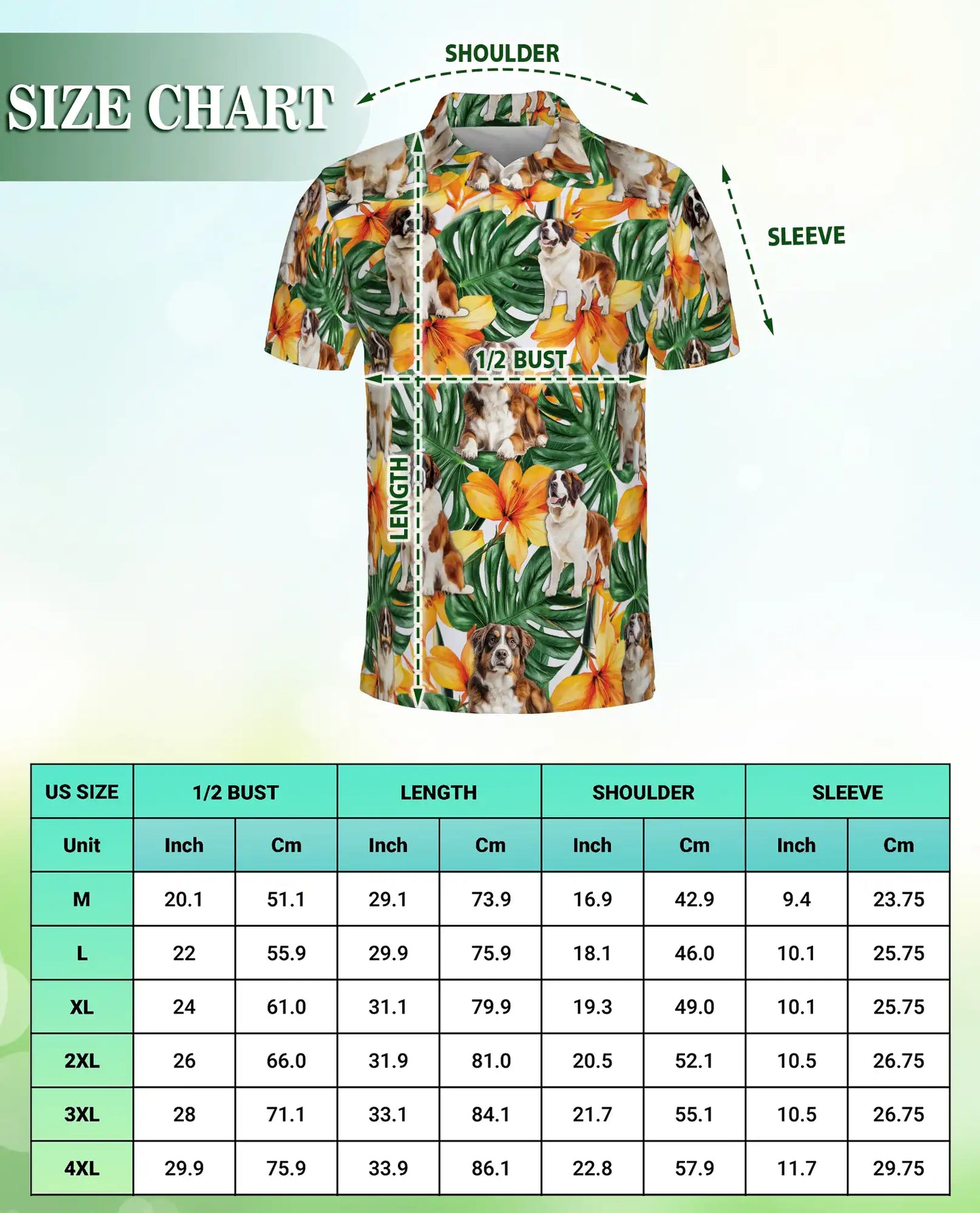 Saint Bernard Polo Shirt, Tropical Floral Dog Print | Azhawaiian