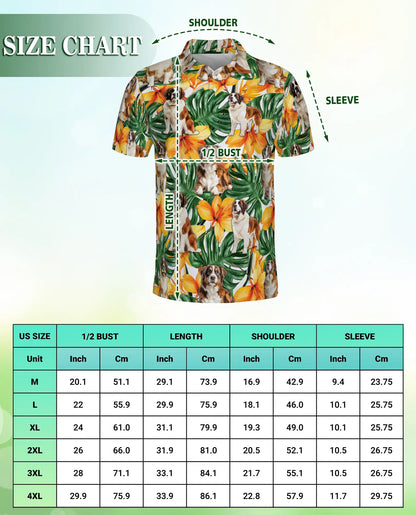 Saint Bernard Polo Shirt, Tropical Floral Dog Print | Azhawaiian