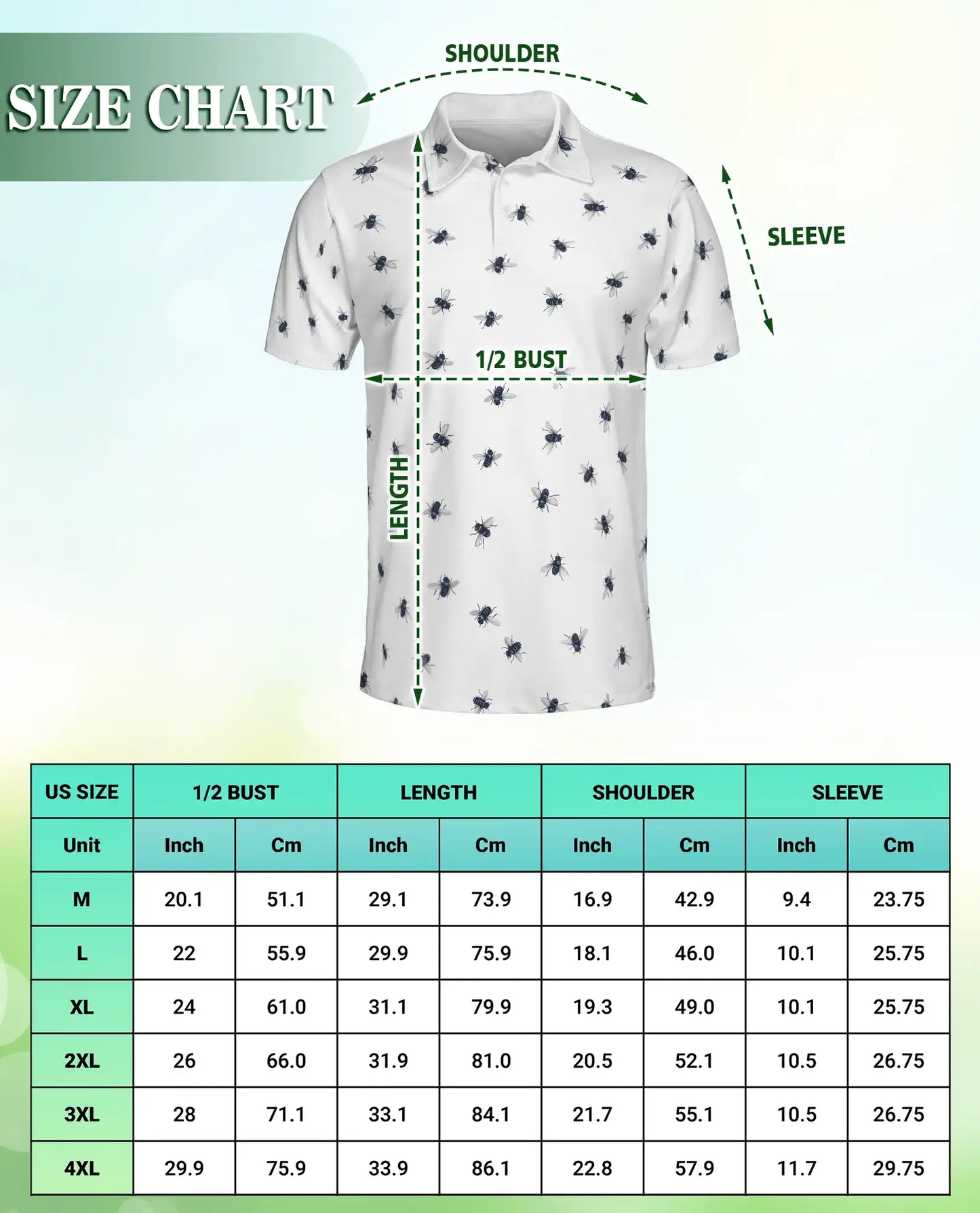Bee Print Polo Shirt, Minimal Insect Pattern | Azhawaiian