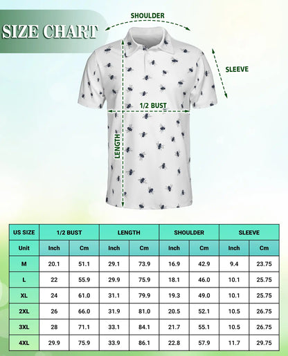 Bee Print Polo Shirt, Minimal Insect Pattern | Azhawaiian