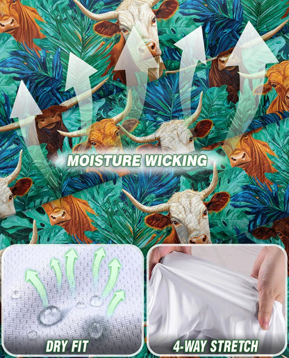 Cow and Tropical Leaves Pattern Sleeveless Polo Shirt for Women | Azhawaiian