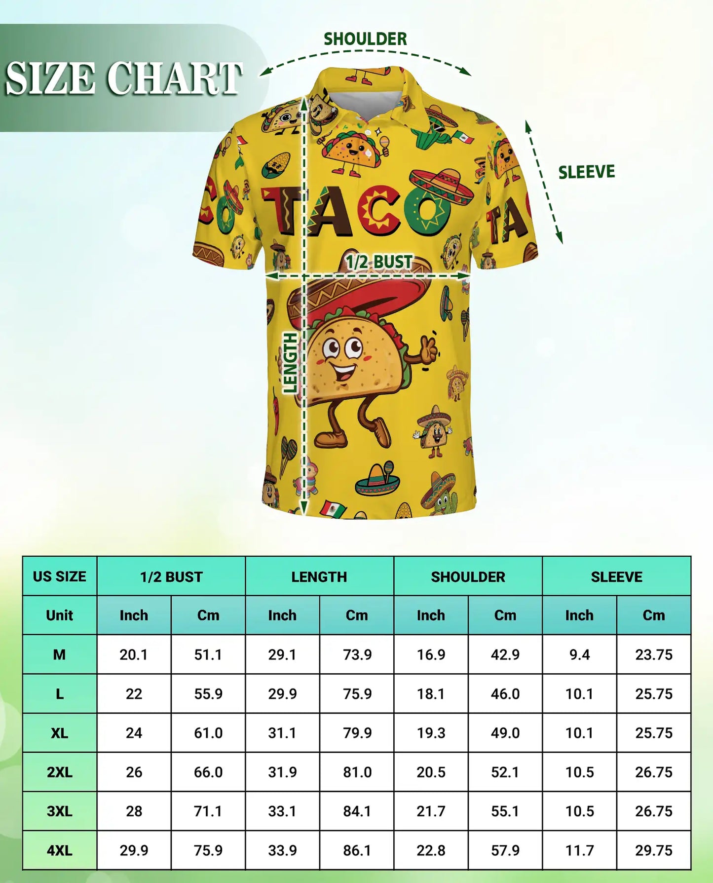Taco Fiesta 3D Polo Shirt for Men, Funny Mexican Food Style | Azhawaiian