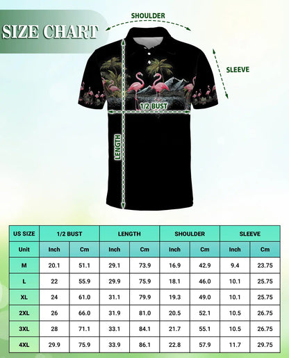 Pink Flamingo Tropical Paradise Polo Shirt for Men-Beach Summer Shirt | Azhawaiian