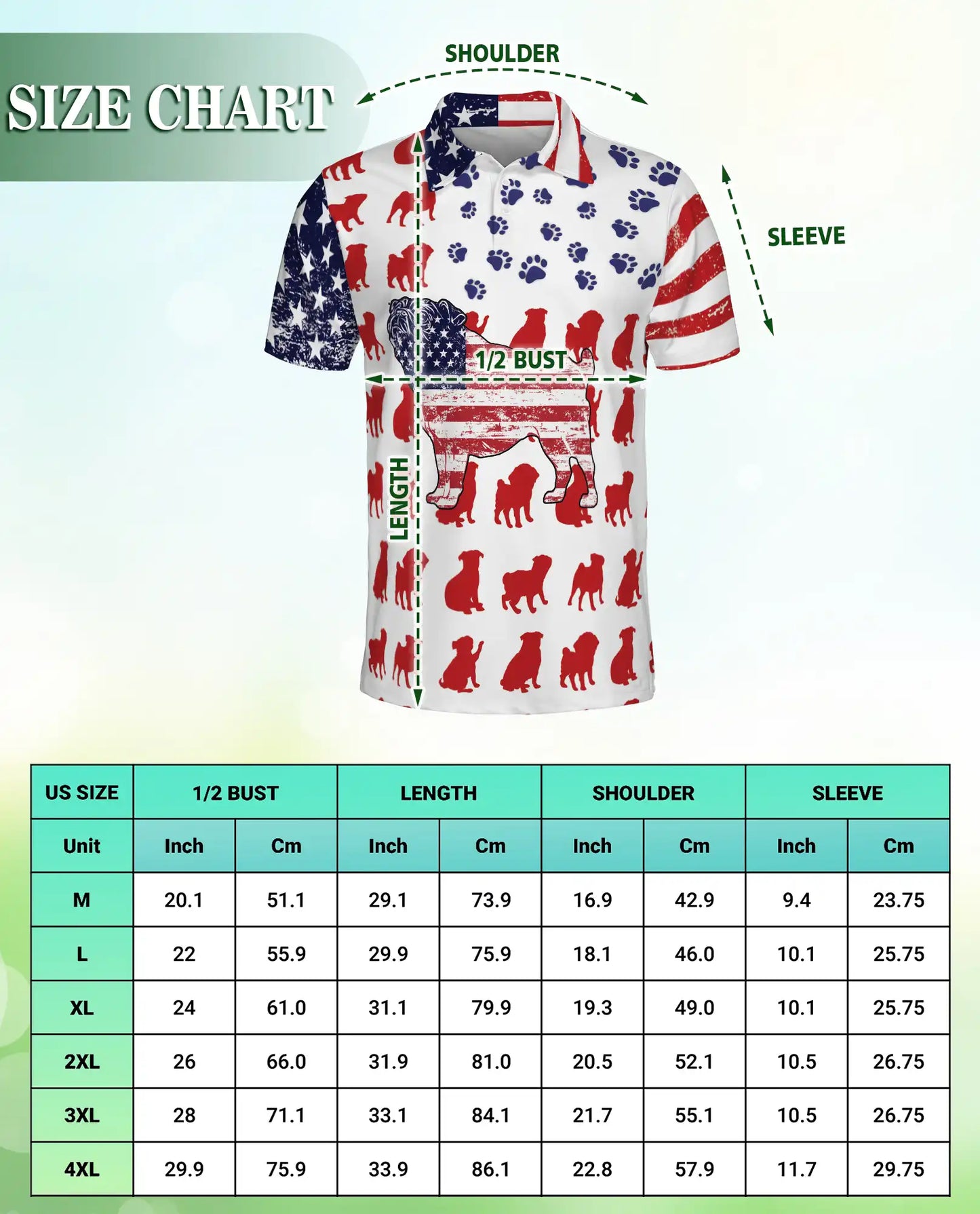 American Flag Pug Dog Polo Shirt | Azhawaiian