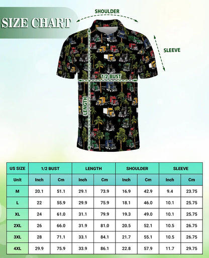 Truck Pattern Hawaiian Polo Shirt | Azhawaiian